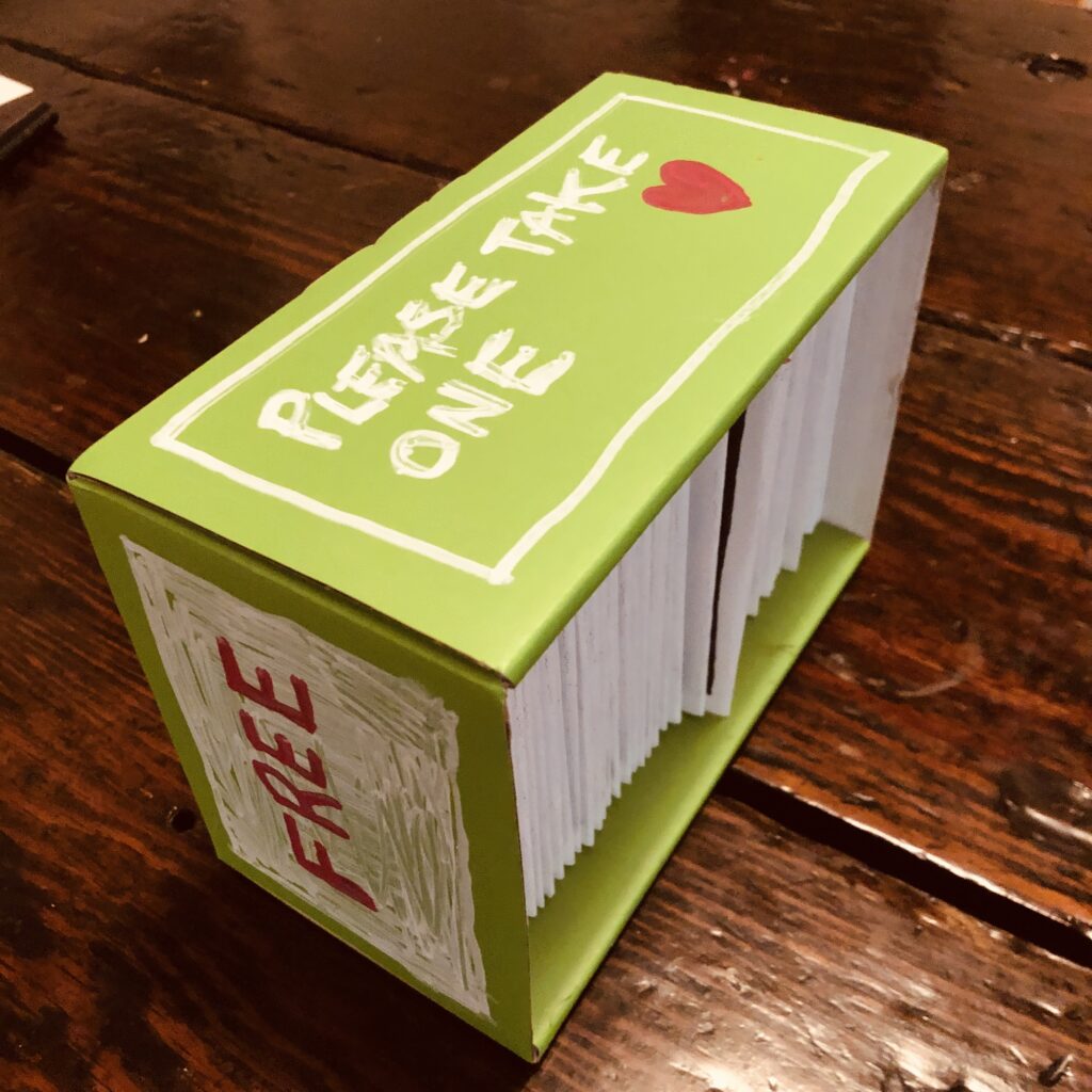 Love Said, Zine, acrylic on paper, Raymond Helkio, 2022 boxed set 50 box profile