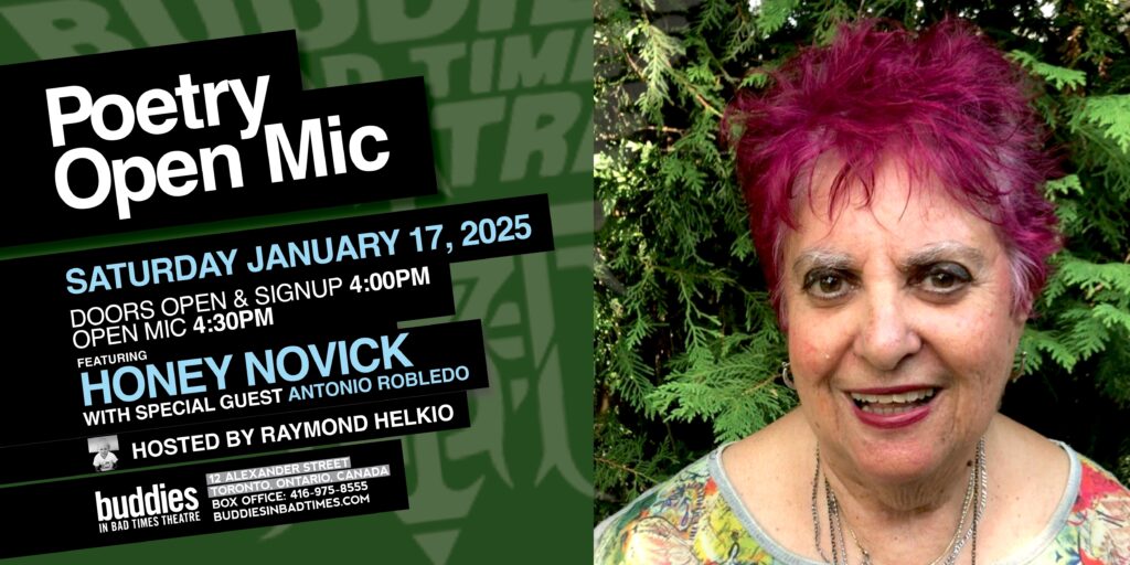 Poetry Open Mic Poster feature Honey Novick